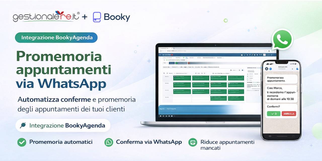 Dashboard BookyAgenda integrata con GestionaleRe.it