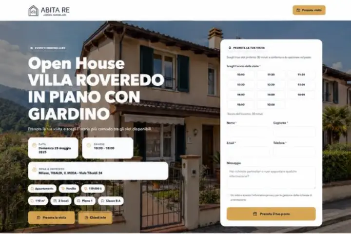 Template Open House Conversione ottimizzato per prenotazioni