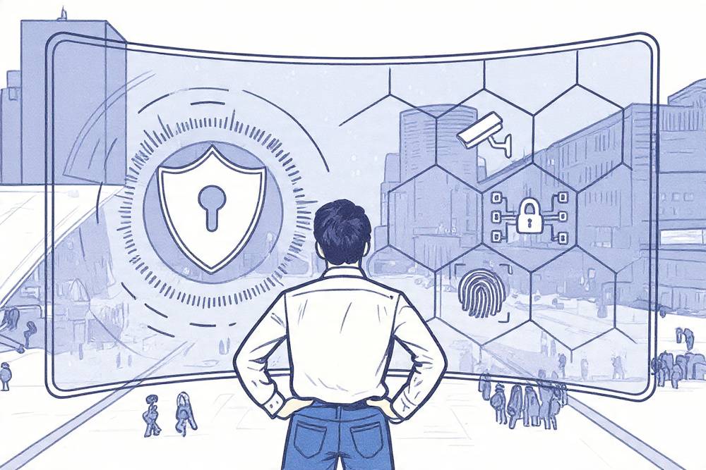 Illustrazione sicurezza dati, log e validazione manuale in AsteGenius AI